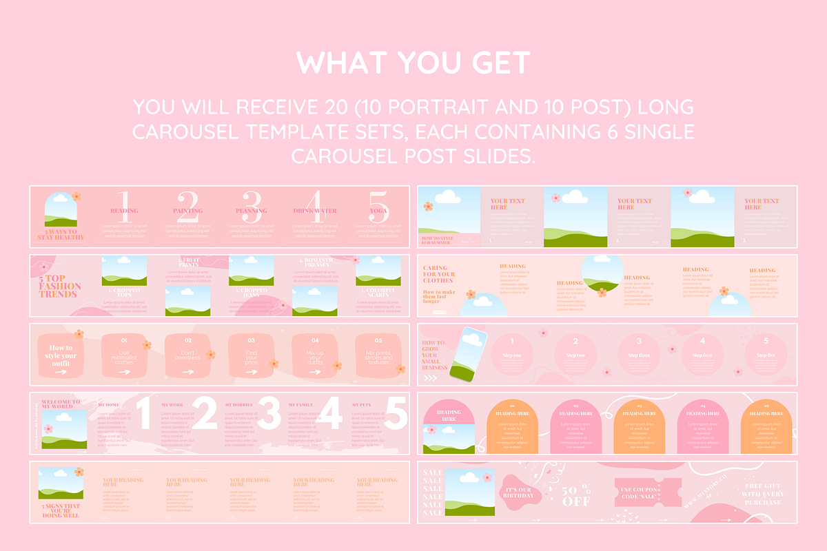 Pastel Instagram Carousel Templates, a Social Media Template by SunshineStudioBoutique (Photo 7 of 10)