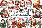 Vintage & Modern Watercolor Santa, an Illustration by Designking (Thumbnail 1 of 5)