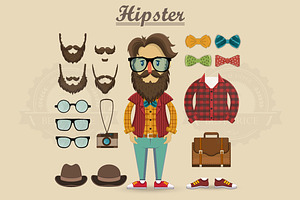 Hipster Character And Elements