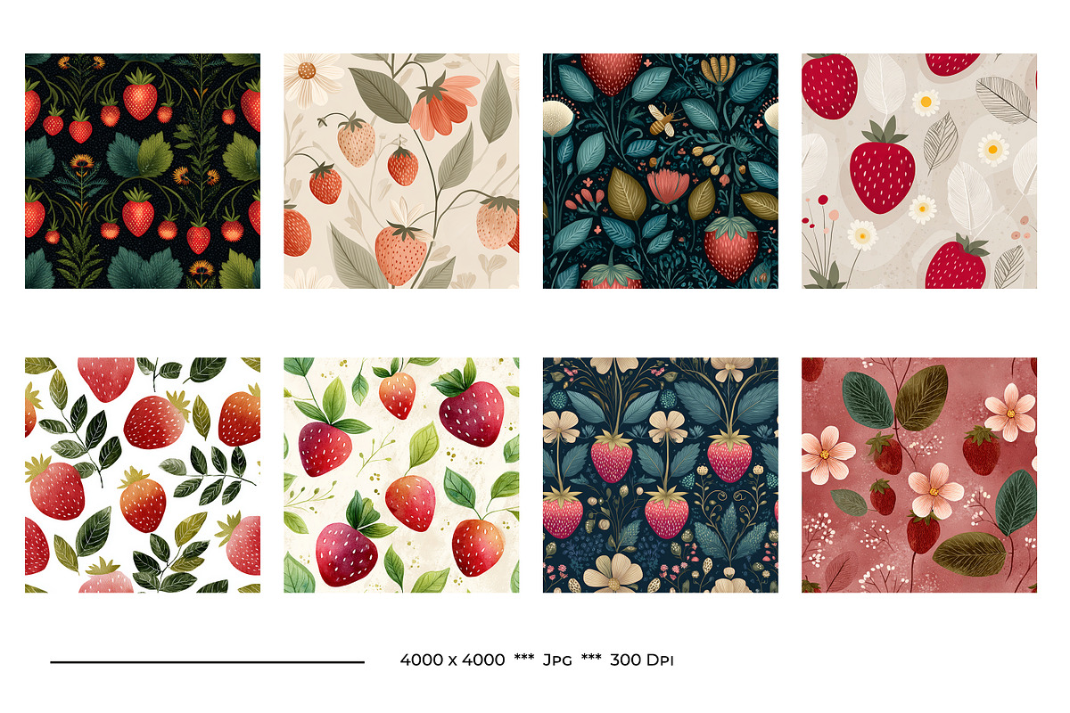 Strawberry Retro Art Style Patterns, a Pattern Graphic by karenfoleyphoto (Photo 10 of 16)