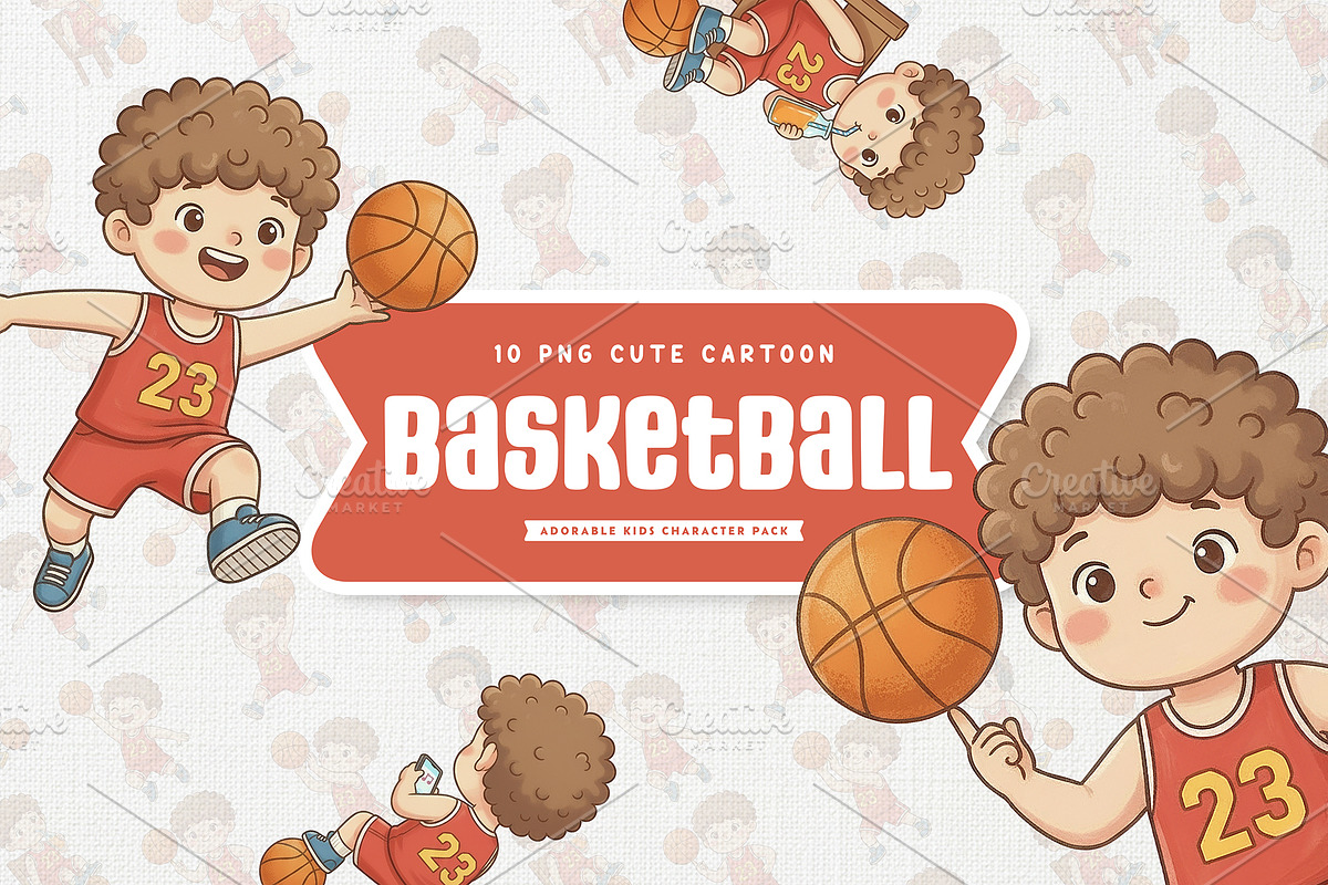 Adorable Basketball Kids Cartoon, a Sport Illustration by Gohsantosa (Photo 1 of 4)