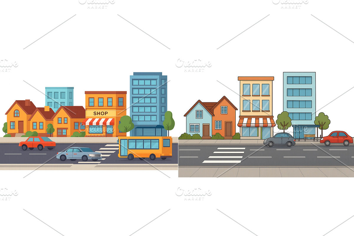 Colorful urban landscape featuring, an Object Illustration by ZinetroN