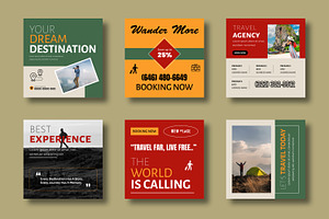 Travel Agency Social Media Post Set