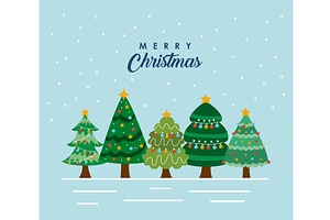 christmas card with trees, an Illustration by studiogstock
