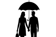50 Couple Umbrella Silhouette Bundle, an Illustration by Designs_River (Thumbnail 3 of 51)