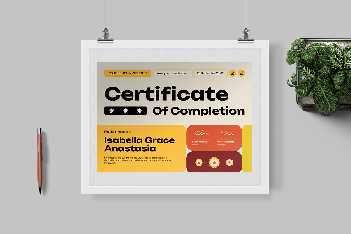 Creative Certificate Of Completion, a Flyer Template by Annora Studio (Photo 2 of 6)