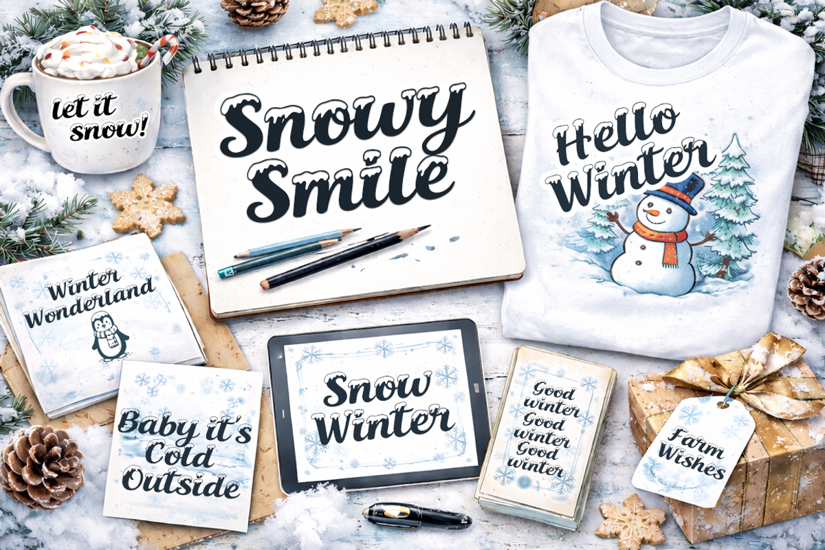 Snowy Smile – Playful Winter Script, a Script Font by cocodesign (Photo 5 of 7)
