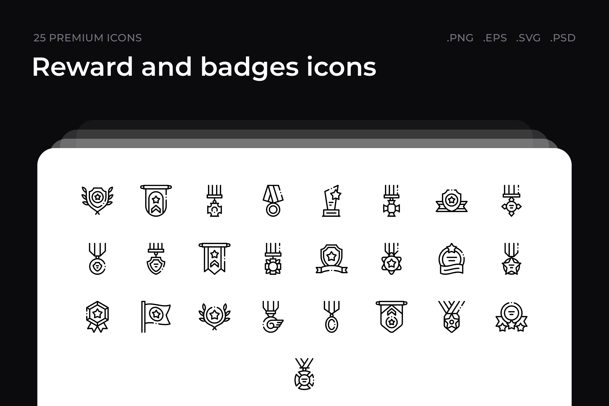 Reward and badges icons, an Outline Icon by Wencory
