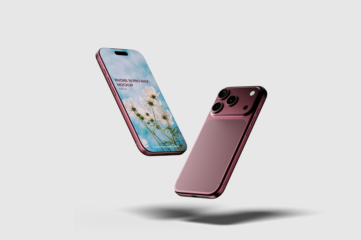 Phone 18 Pro Mockup, an iPhone Mockup by scribrostudio (Photo 6 of 10)