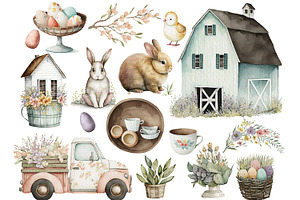 Easter Farmhouse Clipart Collection