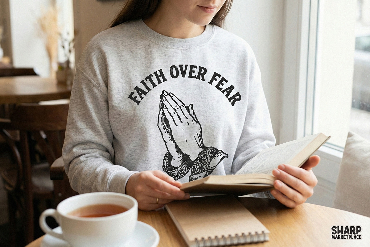 Faith Over Fear PNG, Praying Hands, an Illustration by SharpMarketplace (Photo 4 of 4)
