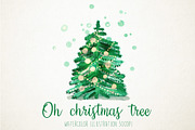 Watercolor christmas tree, a Seasonal Illustration by MiraBell (Thumbnail 1 of 2)