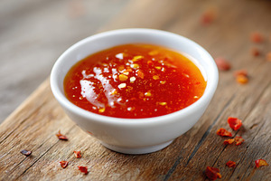 Bowl of spicy sauce with red pepper flakes, a Food & Drink Photo by AlyaAnd