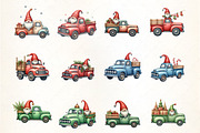 Christmas Gnome and Truck Clipart, an Illustration by CrexoraLab (Thumbnail 2 of 5)