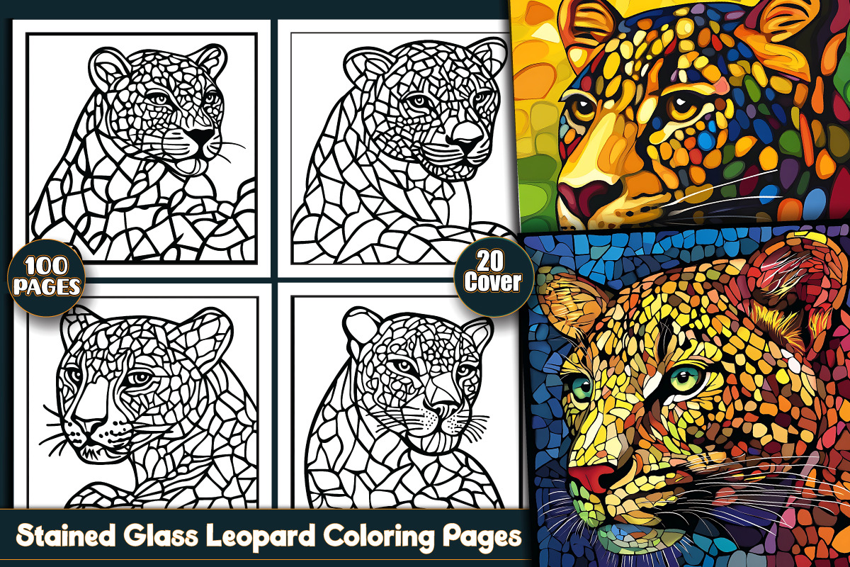 Stained Glass Leopard Coloring Pages, an Animal Illustration by protabsorkar11 (Photo 1 of 6)