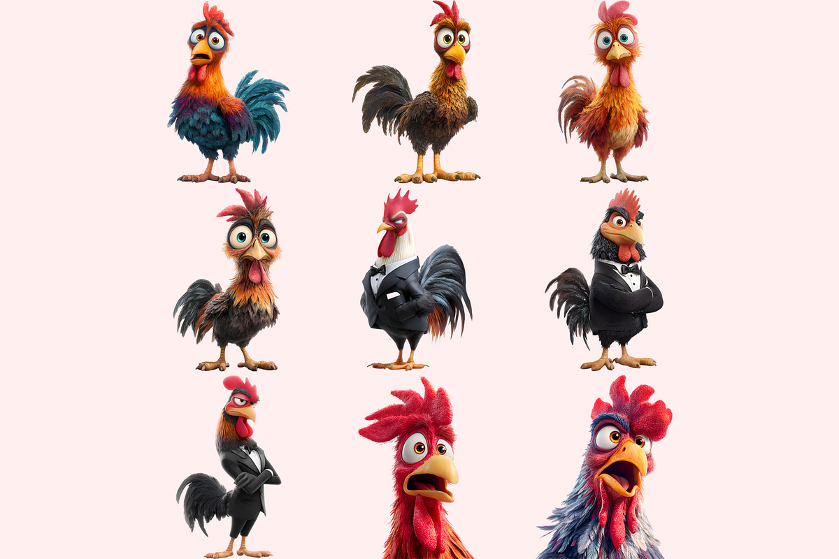 Rooster PNG Clipart Bundle, a Graphic by M9 Design (Photo 6 of 9)