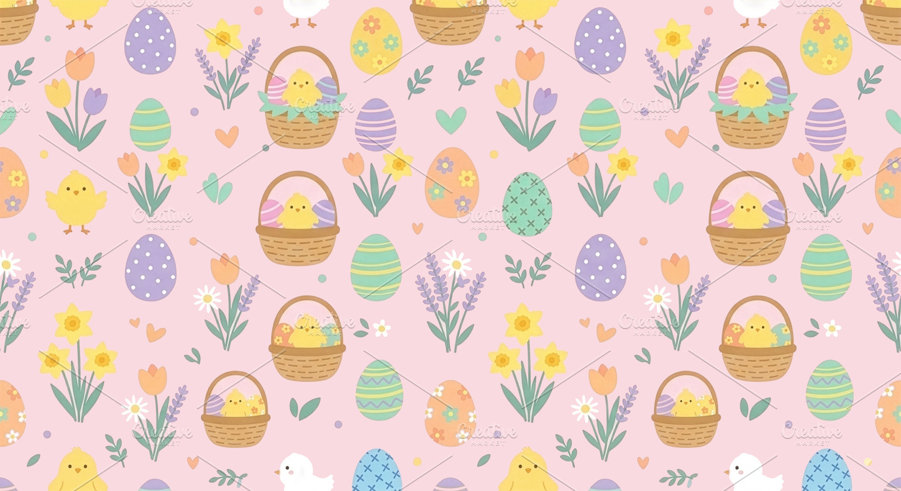 Festive easter seamless pattern with, an Abstract Photo by Imaginarium