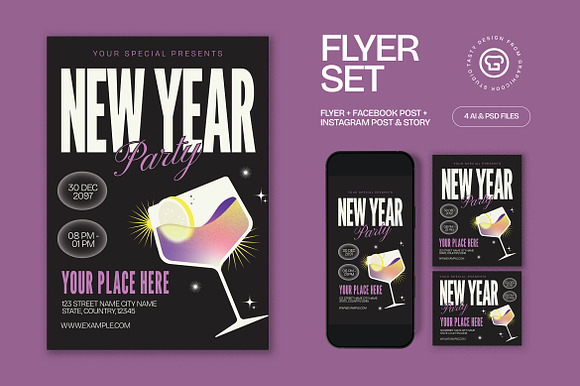 New Year Party Flyer preview 4