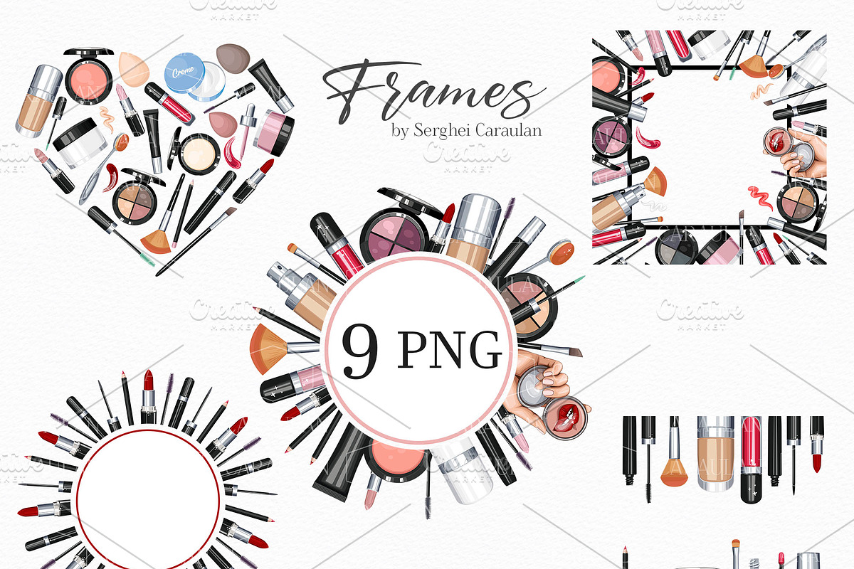 Makeup Clipart, Cosmetics Frames, a Texture Illustration by Serghei Caraulan (Photo 1 of 3)