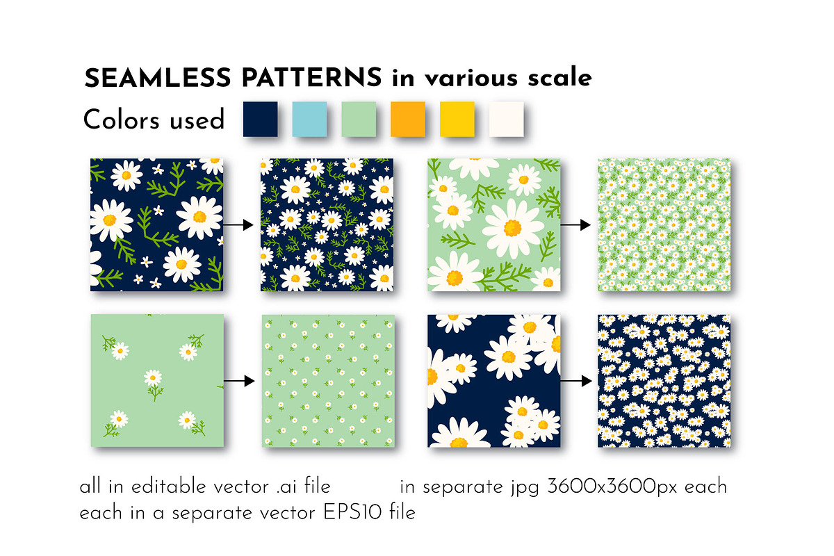 Daisy Ditsy Floral Pattern Bundle, a Pattern Graphic by AvaAva (Photo 7 of 19)