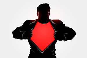 Man Or Superhero Take Off Jacket, a Person Illustration by Black White Mouse Design
