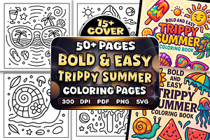 Bold Easy Trippy Summer Coloring, a Seasonal Illustration by Craftsbeefy