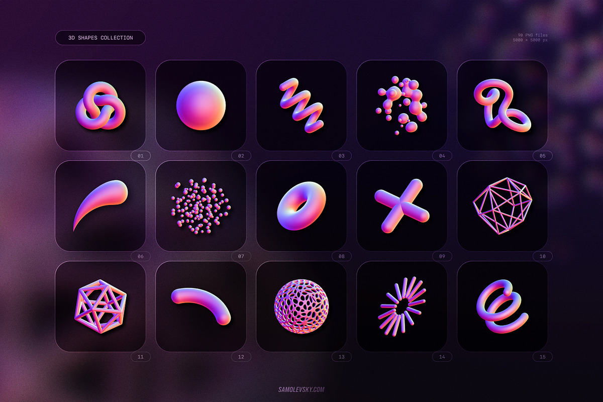 3D Shapes Collection – 90 Renders, an Object Graphic by Samolevsky (Photo 2 of 13)