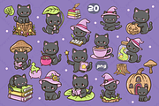 Kawaii Black Cat Witching Hours, an Animal Illustration by Blumensdiary (Thumbnail 2 of 6)