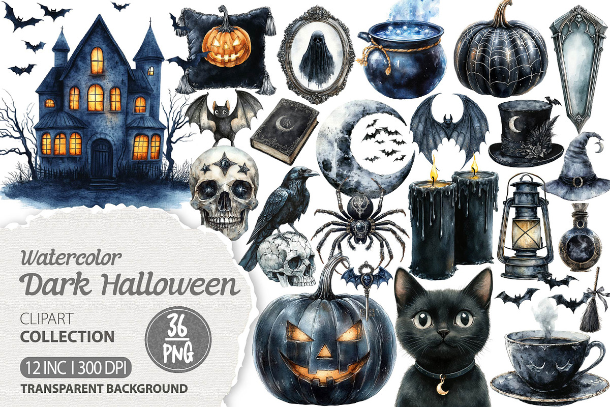 Dark halloween Sublimation Clipart, an Illustration by Dream Creation (Photo 1 of 7)