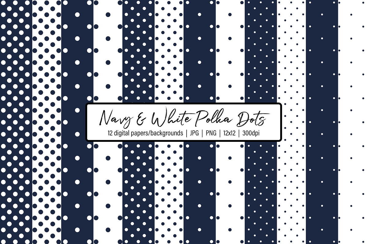 Navy and White Polka Dots, a Pattern Graphic by Julie Campbell (Photo 1 of 10)