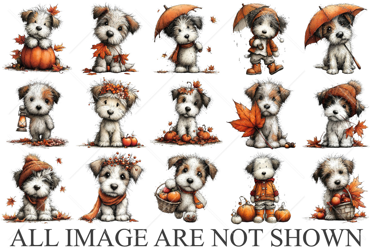 Whimsical Fall Dog Clipart Bundle, a Seasonal Illustration by Canvas Craft (Photo 4 of 10)