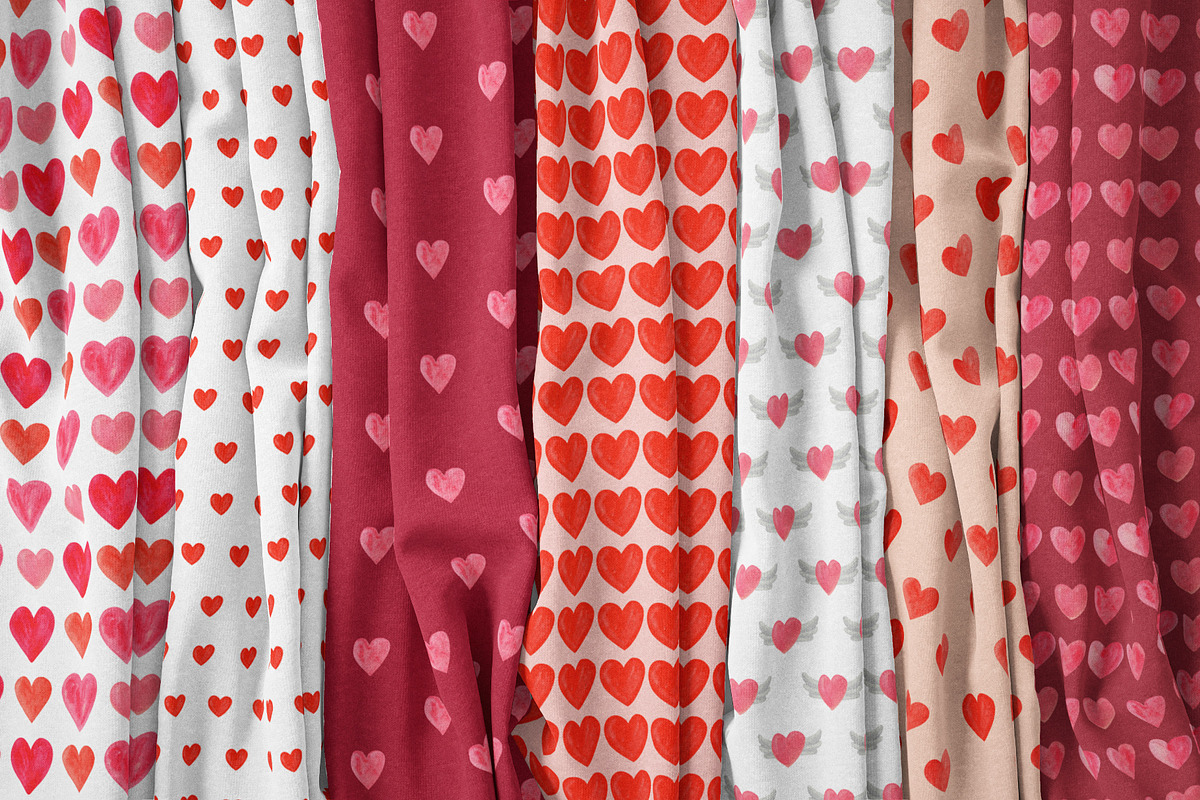Watercolor Hearts Patterns, a Pattern Graphic by Tiger and Flower (Photo 3 of 10)