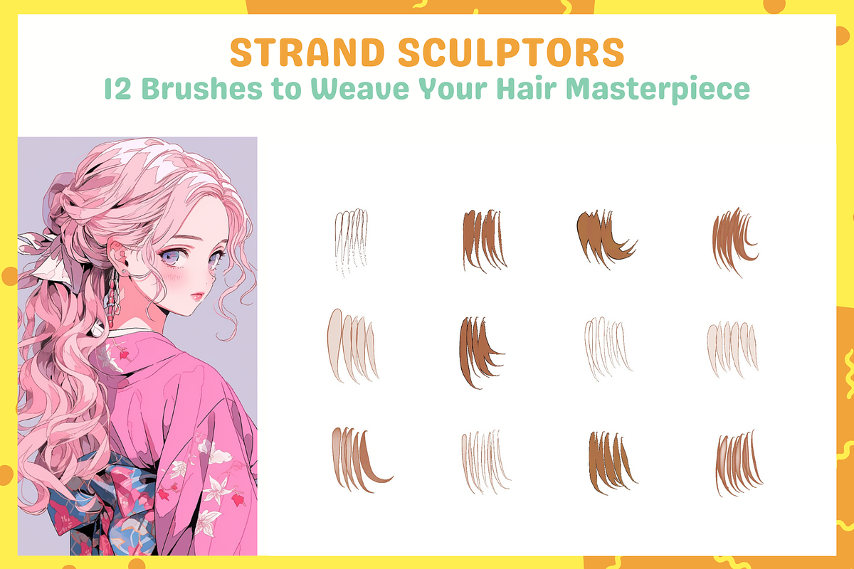 Outline Hair Brushes for Procreate, a Brush Add-On by nikiartcorner (Photo 2 of 9)