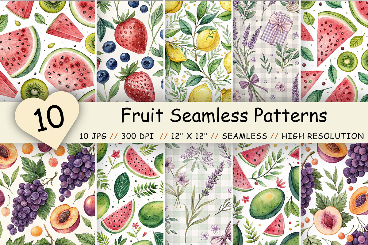 Fruit Seamless Pattern Digital Paper, a Pattern Graphic by FloridPrintables (Photo 1 of 9)