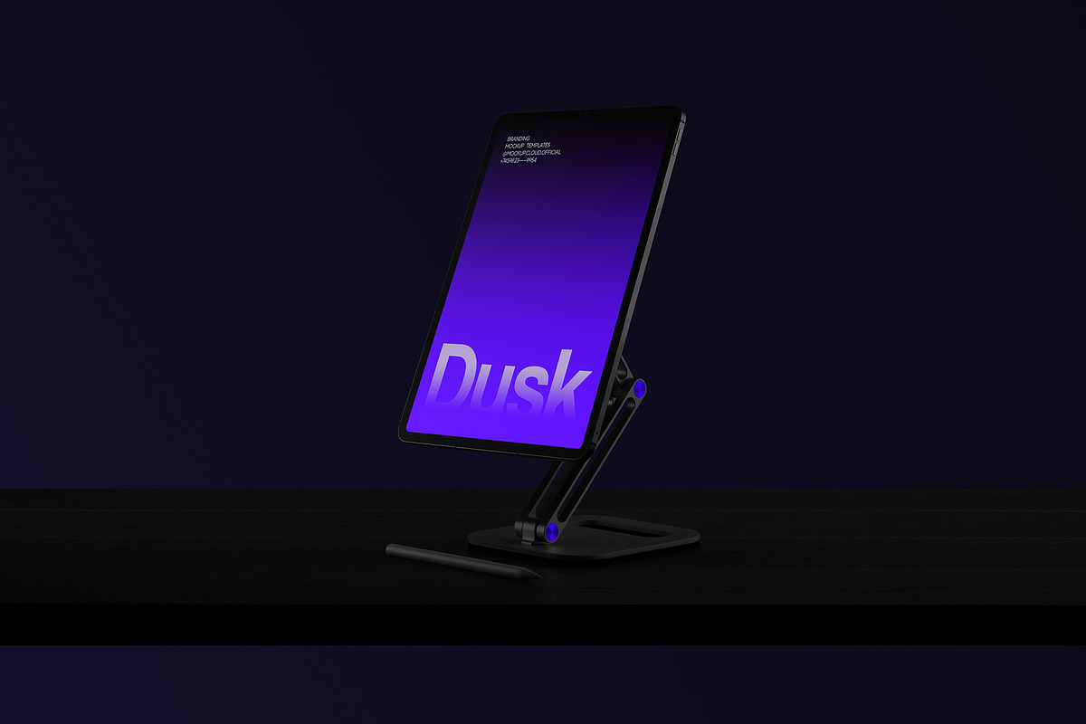 iPad Pro Stand Mockup | Dusk 02 PSD