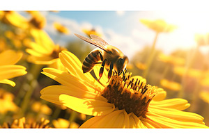 nectar vibrant yellow background ai, an Animal Photo by pikepicture