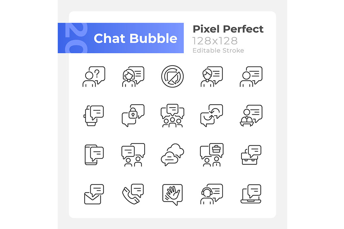 Chat bubble pixel perfect linear, an Icon by IMG Visuals