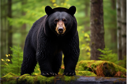 Large black bear standing on mossy, an Animal Photo by Ylivdesign