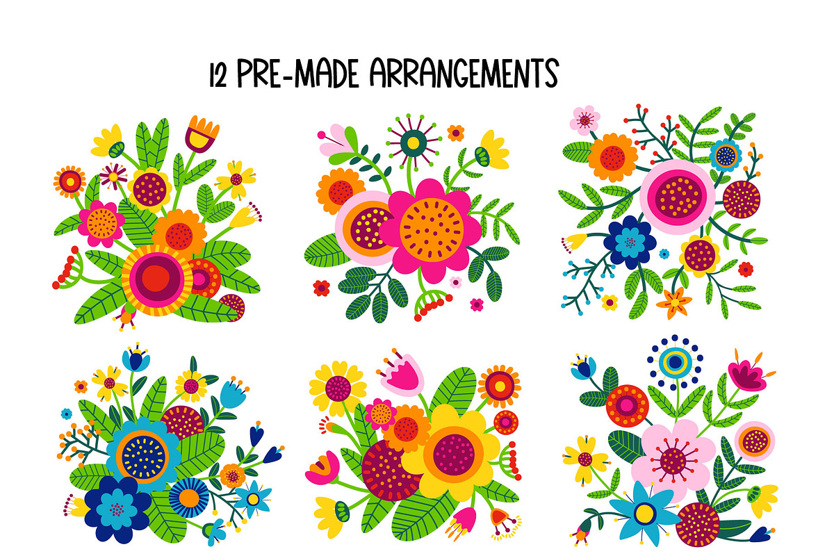 Folk Flowers. Folk Pattern, an Illustration by AvaAva (Photo 10 of 26)