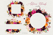 Autumn Florals Bright Fall Clipart, a Decorative Illustration by whiteheartdesign (Thumbnail 5 of 7)