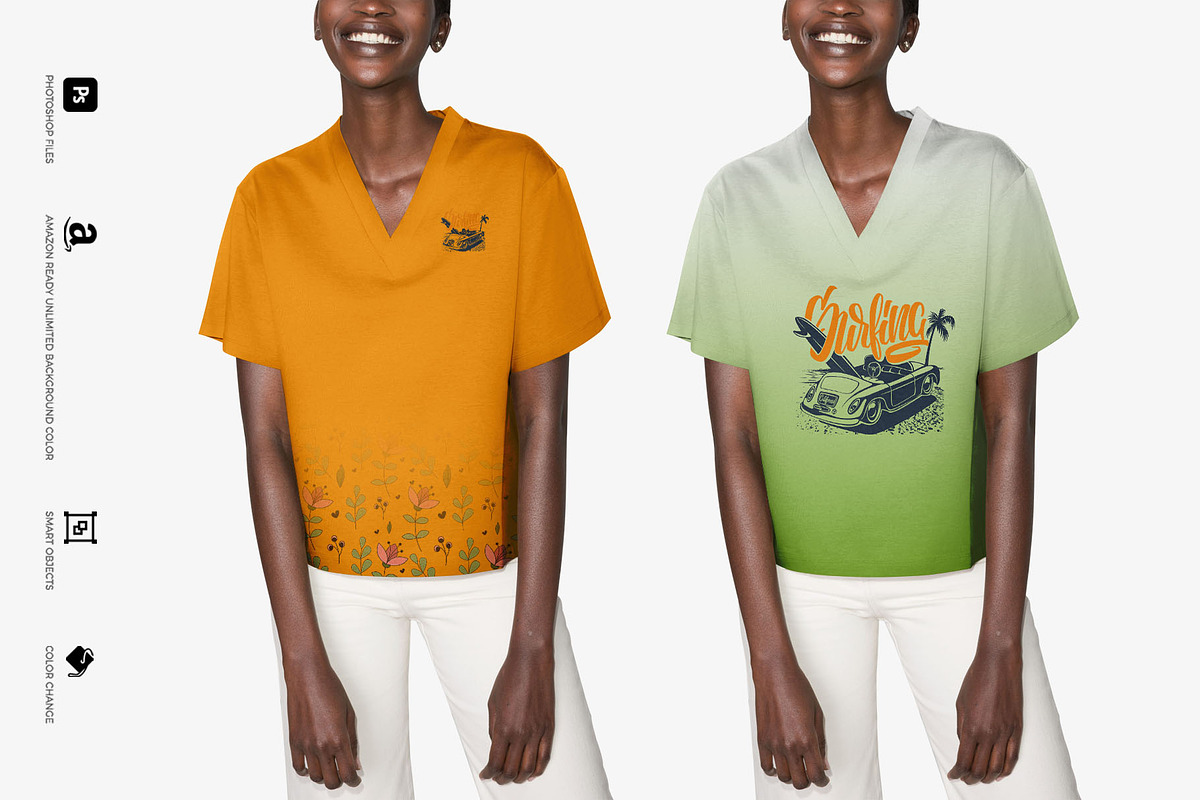 Africa Women V-Neck T-Shirt Mock-Up, a Shirt Mockup by Mock-up Store (Photo 2 of 4)