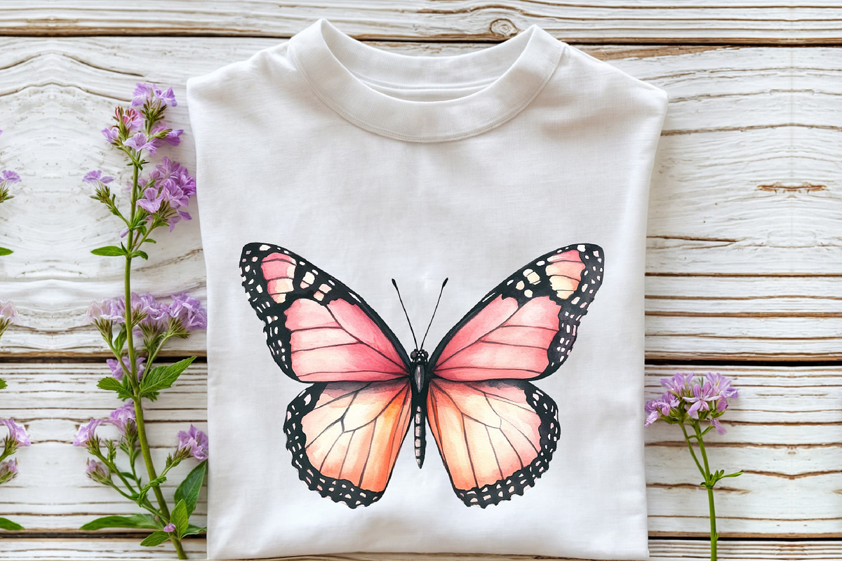 Pink Watercolor Butterflies Clipart, an Illustration by Rose Art (Photo 4 of 7)