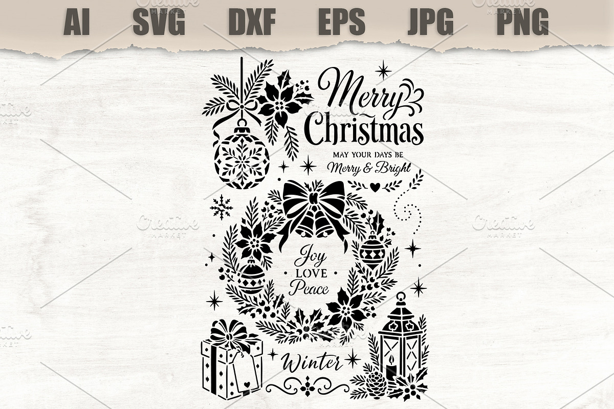 Stencil Christmas Holiday, a Seasonal Illustration by MARYCRAFTIRIA (Photo 1 of 3)