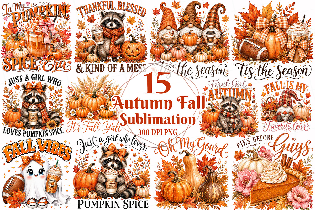 Autumn Fall PNG Bundle, a Seasonal Illustration by OK Design (Photo 1 of 6)
