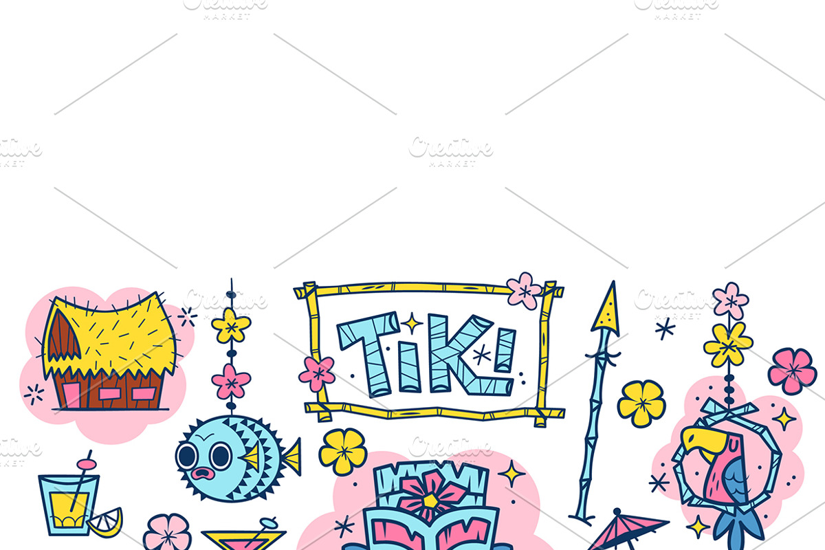 Tropical Set of Tiki Elements, an Object Illustration by MISS CHATZ (Photo 3 of 3)
