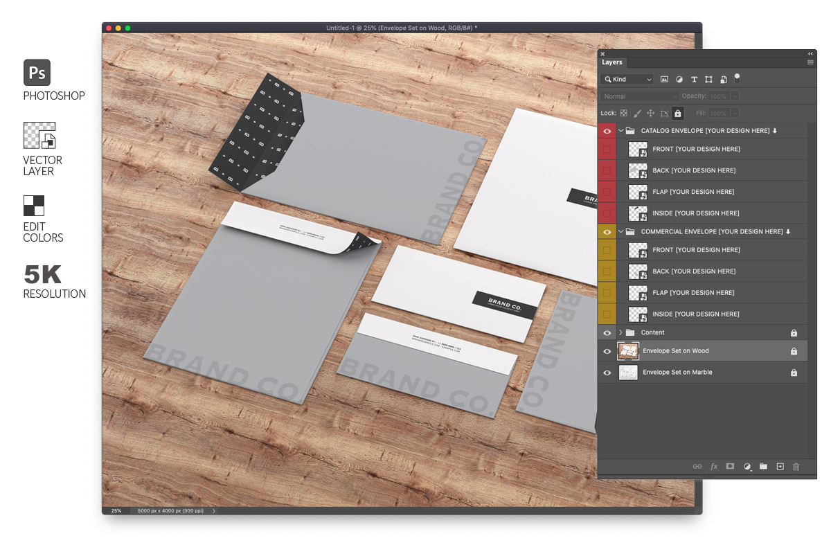 Mockup Stationery Kit on Wood and Ma, a Product Mockup by LESZ Design (Photo 4 of 6)