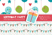 Birthday Party Cartoon Digital Paper, a Pattern Graphic by Elena Dorosh (Thumbnail 6 of 6)