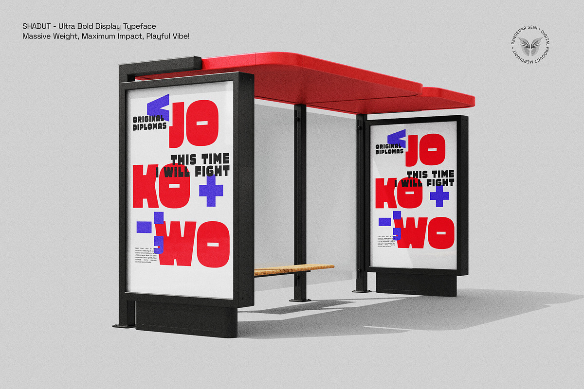 Shadut – Ultra Bold Display Typeface, a Sans Serif Font by Pengedar Seni (Photo 2 of 6)