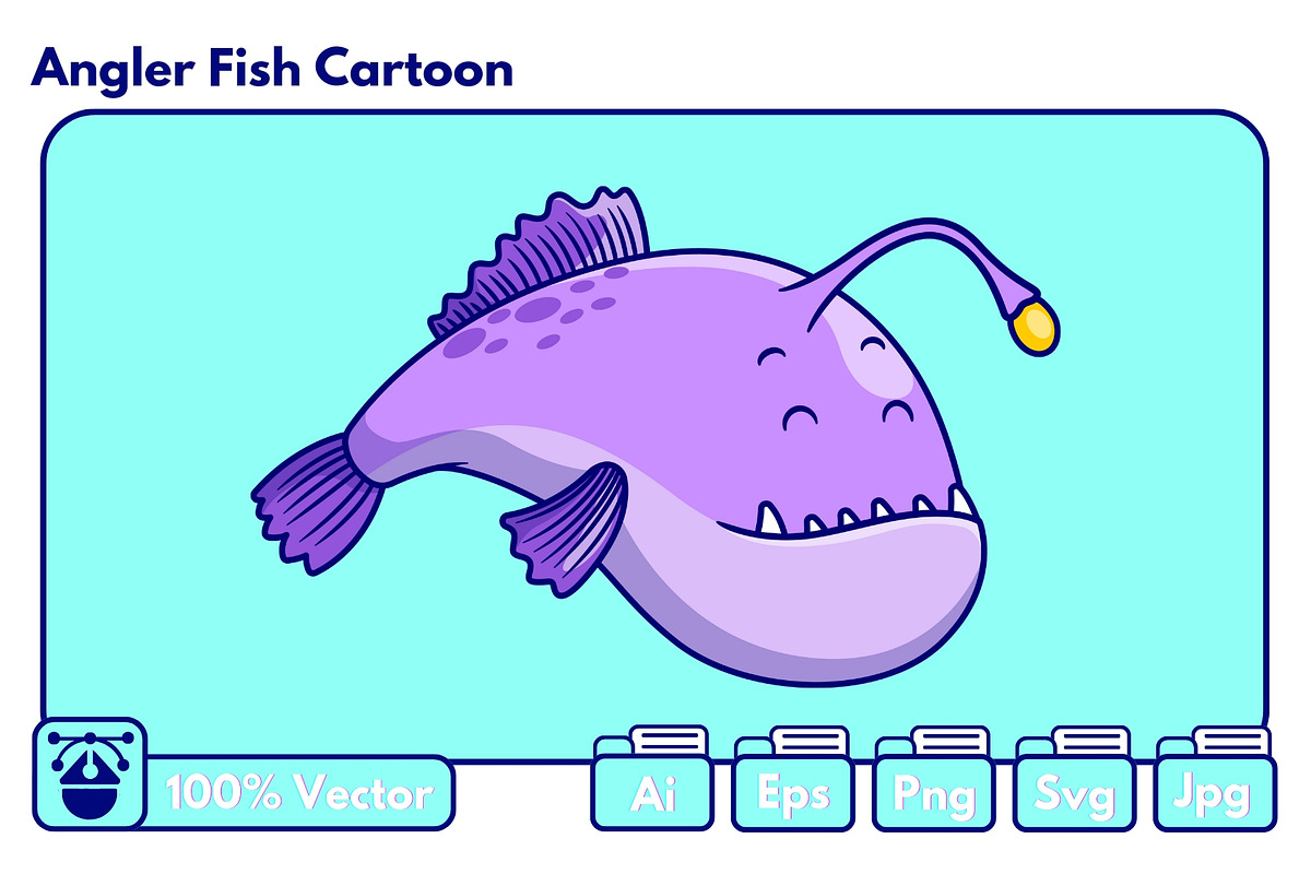 Angler Fish Cartoon, an Animal Illustration by Artstorystudio