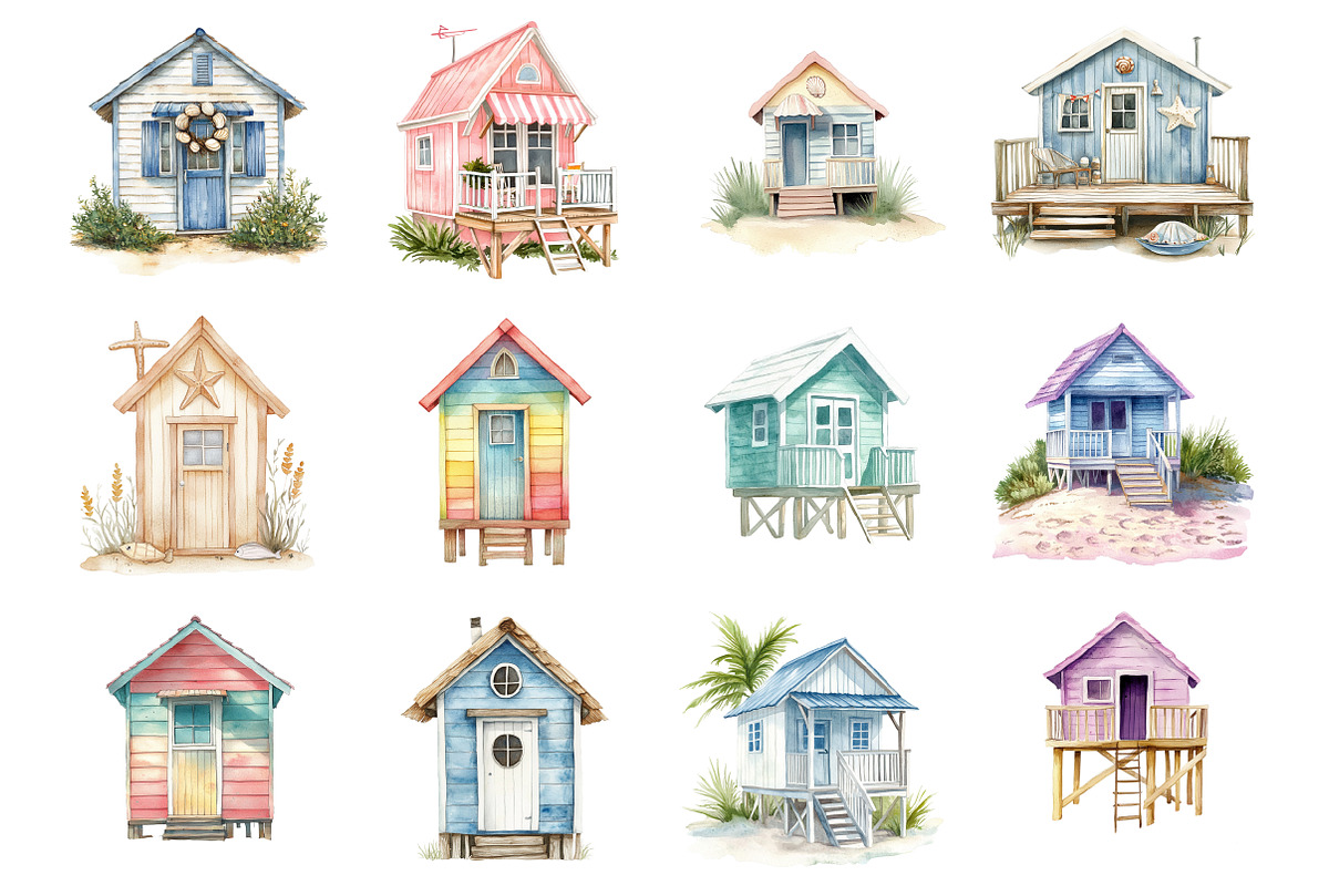 Tiny beach house Clipart, an Illustration by Design Market (Photo 3 of 3)